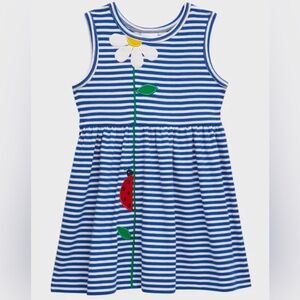 Florence Eiseman Girls 7 Striped Ladybug and Daisy Appliqué Dress